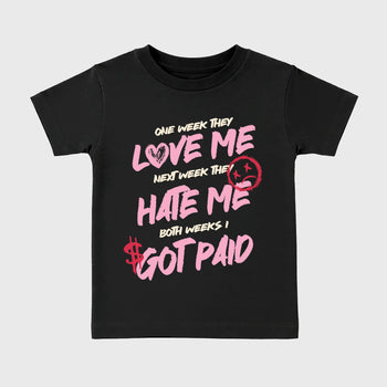 Perfect Sneakerhead Fashion Outfits – Sneaker Tees To Match Air Jordan 1 Low OG x Travis Scott Tropical Pink Shoes – I Got Paid Kids Graphic T-Shirt Black 2
