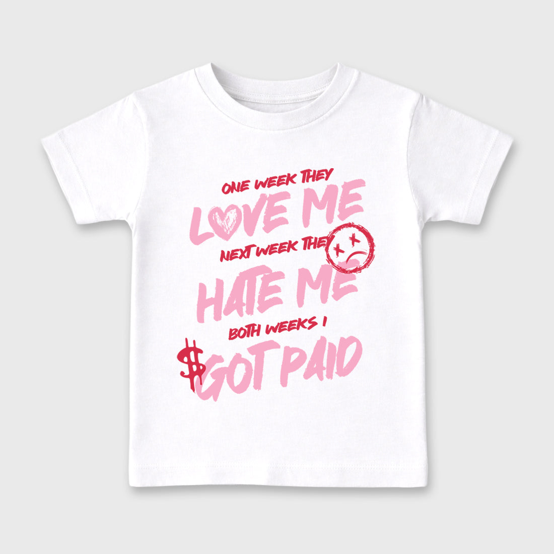 Perfect Sneakerhead Fashion Outfits – Sneaker Tees To Match Air Jordan 1 Low OG x Travis Scott Tropical Pink Shoes – I Got Paid Kids Graphic T-Shirt White 2