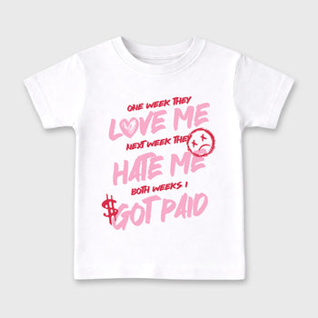 Perfect Sneakerhead Fashion Outfits – Sneaker Tees To Match Air Jordan 1 Low OG x Travis Scott Tropical Pink Shoes – I Got Paid Kids Graphic T-Shirt White 2