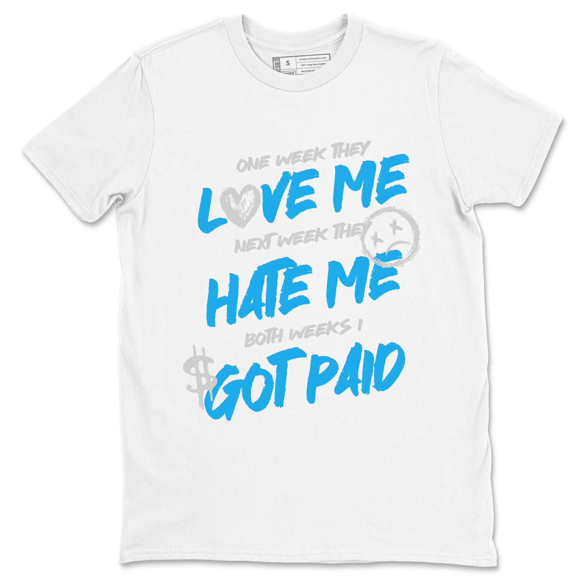 I Got Paid sneaker match t-shirt styled to complete your fit with the Air Jordan 1 UNC Reimagined sneakers, shown in White 2.