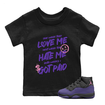Sneaker match tees – Sneaker Tees To Match Air Jordan 11 Canyon Purple Shoes – I Got Paid Kids T-Shirt Black 1