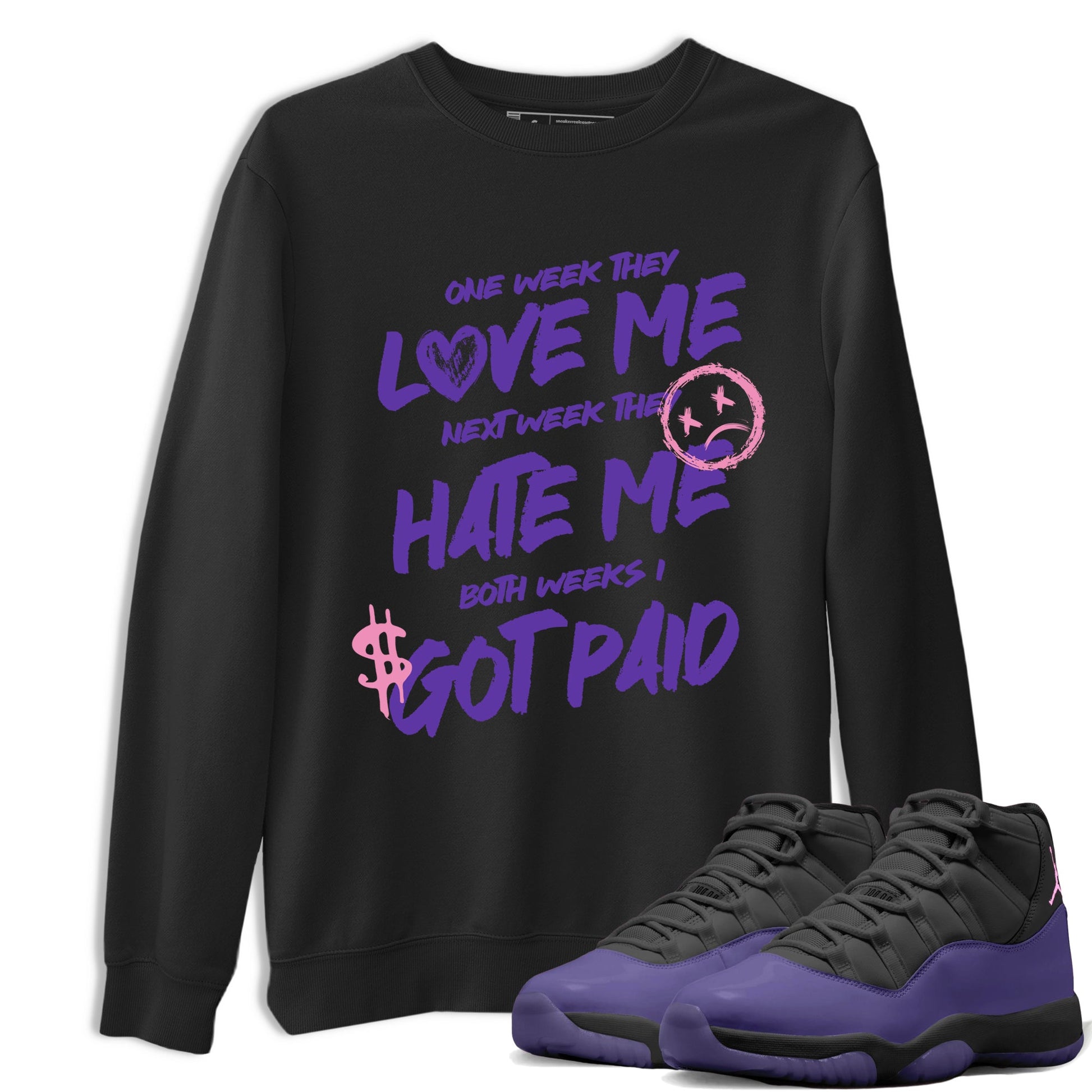 Sneaker match tees – Sneaker Tees To Match Air Jordan 11 Canyon Purple Shoes – I Got Paid Tee Black 1