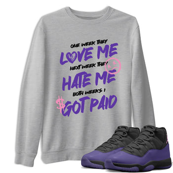 Sneaker match tees – Sneaker Tees To Match Air Jordan 11 Canyon Purple Shoes – I Got Paid Tee Heather Grey 1