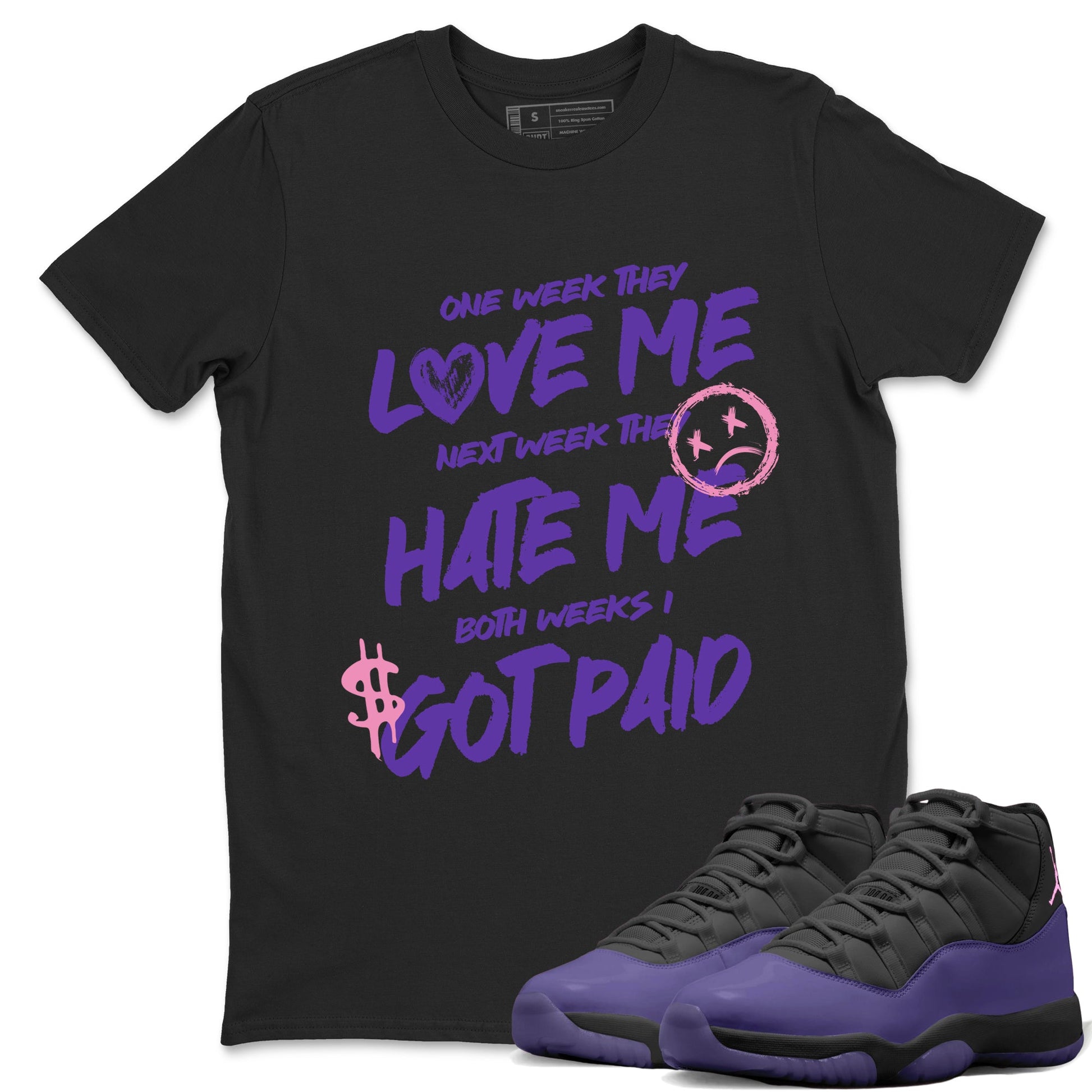 Sneaker match tees – Sneaker Tees To Match Air Jordan 11 Canyon Purple Shoes – I Got Paid Tee Black 1