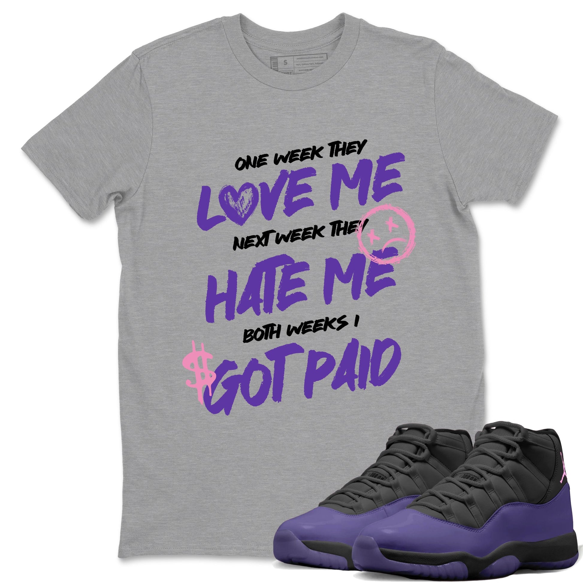 Sneaker match tees – Sneaker Tees To Match Air Jordan 11 Canyon Purple Shoes – I Got Paid Tee Heather Grey 1