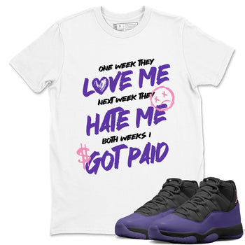 Sneaker match tees – Sneaker Tees To Match Air Jordan 11 Canyon Purple Shoes – I Got Paid Tee White 1