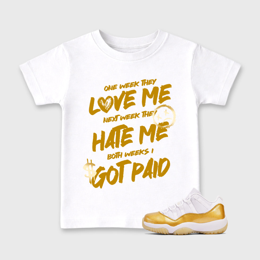 Sneaker match tees – Sneaker Tees To Match Air Jordan 11 Mother's Day Shoes – I Got Paid Kids T-Shirt White 1