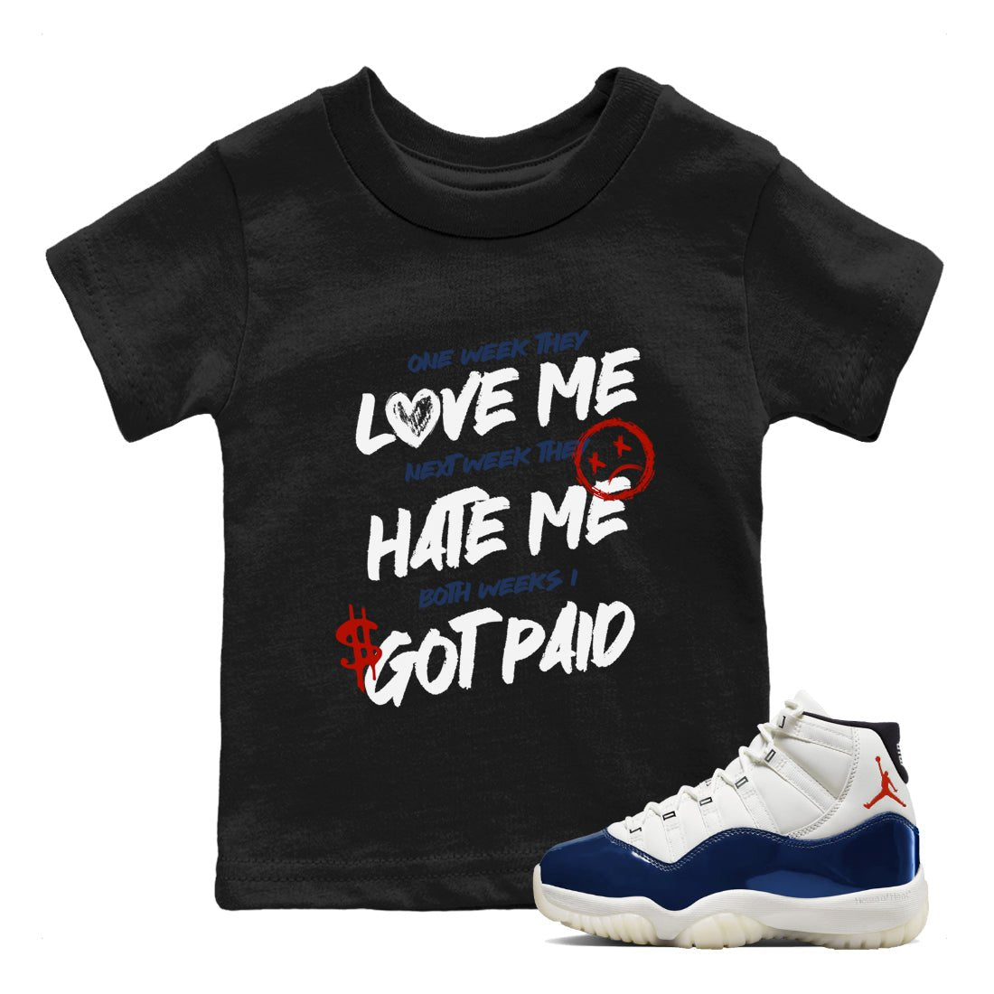 Sneaker match tees – Sneaker Tees To Match Air Jordan 11 Rare Air Shoes – I Got Paid Kids T-Shirt Black 1