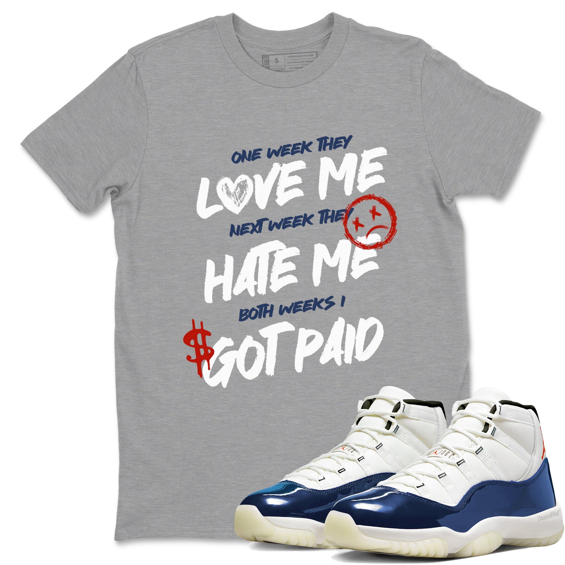 Sneaker match tees – Sneaker Tees To Match Air Jordan 11 Rare Air Shoes – I Got Paid Tee Heather Grey 1