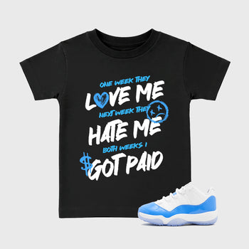 Sneaker match tees – Sneaker Tees To Match Air Jordan 11 University Blue Shoes – I Got Paid Kids T-Shirt Black 1