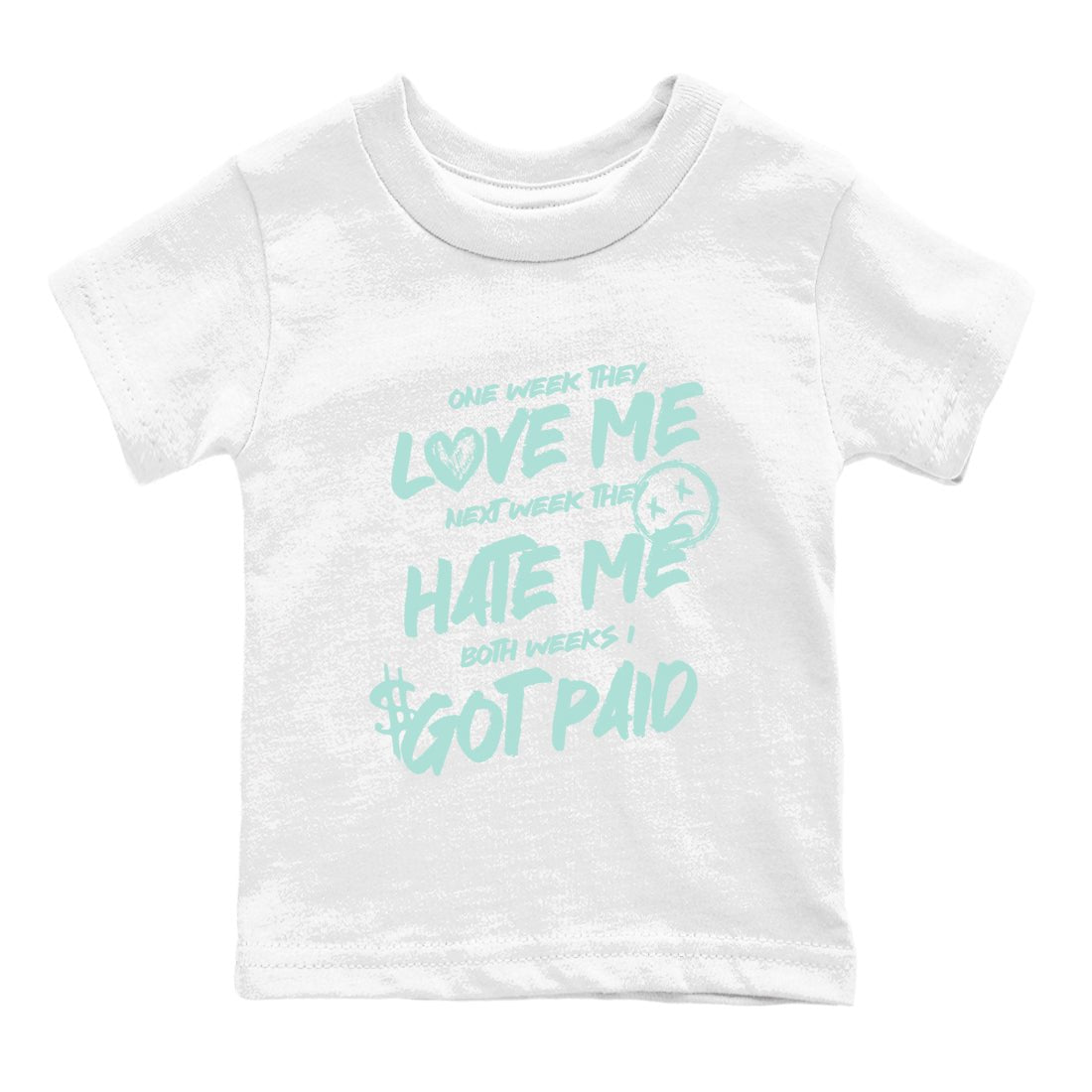 I Got Paid baby and kids t-shirt crafted for little sneakerheads to shine with the Air Jordan 12 Igloo sneakers, displayed in White 2.
