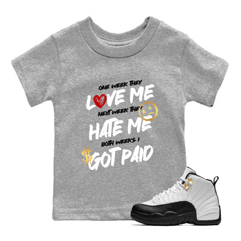 Sneaker match tees – Sneaker Tees To Match Air Jordan 12 Taxi Shoes – I Got Paid Kids T-Shirt Heather Grey 1