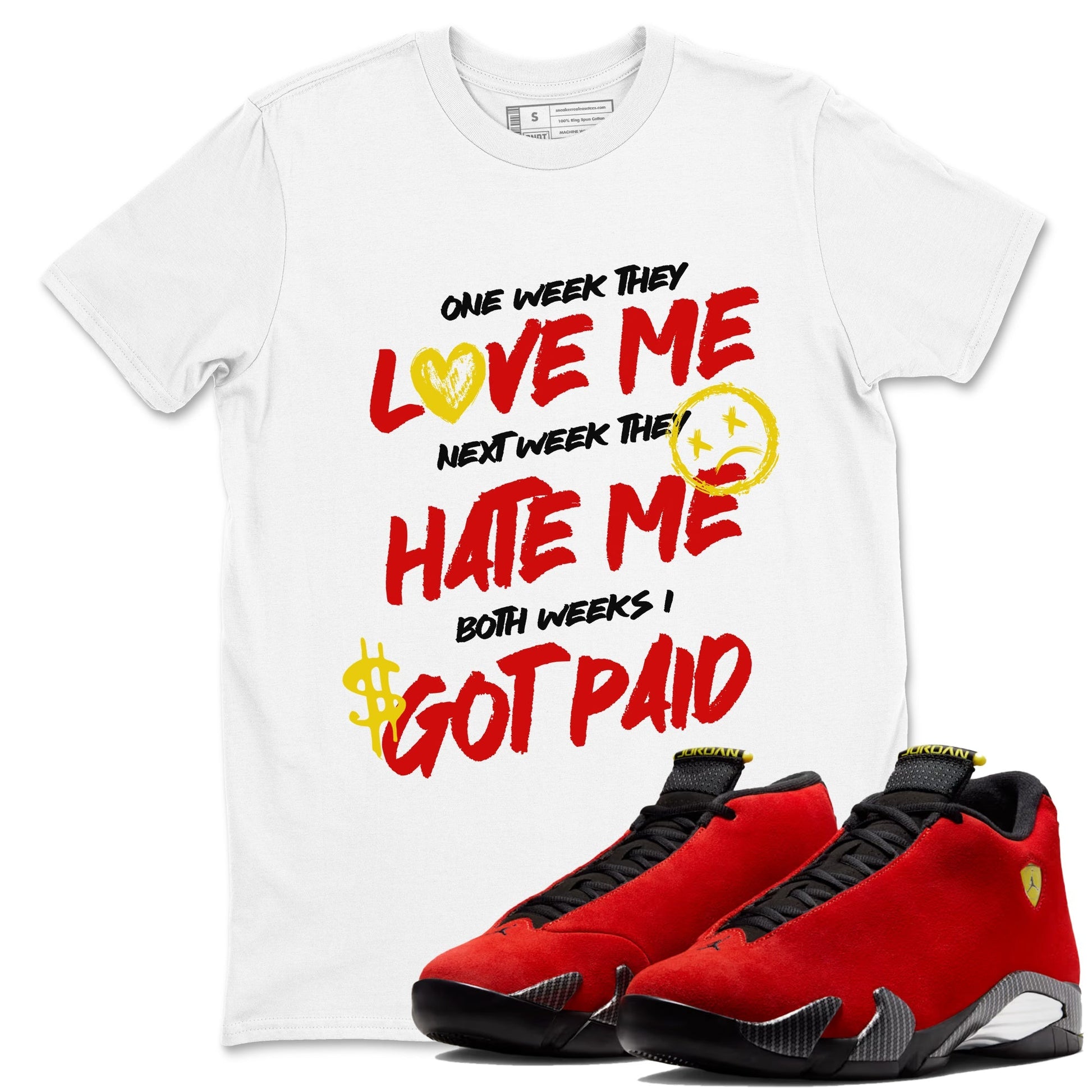 I Got Paid Unisex Audult Tops - Air Jordan 14 Challenge Red - SNRT Sneaker T-shirts