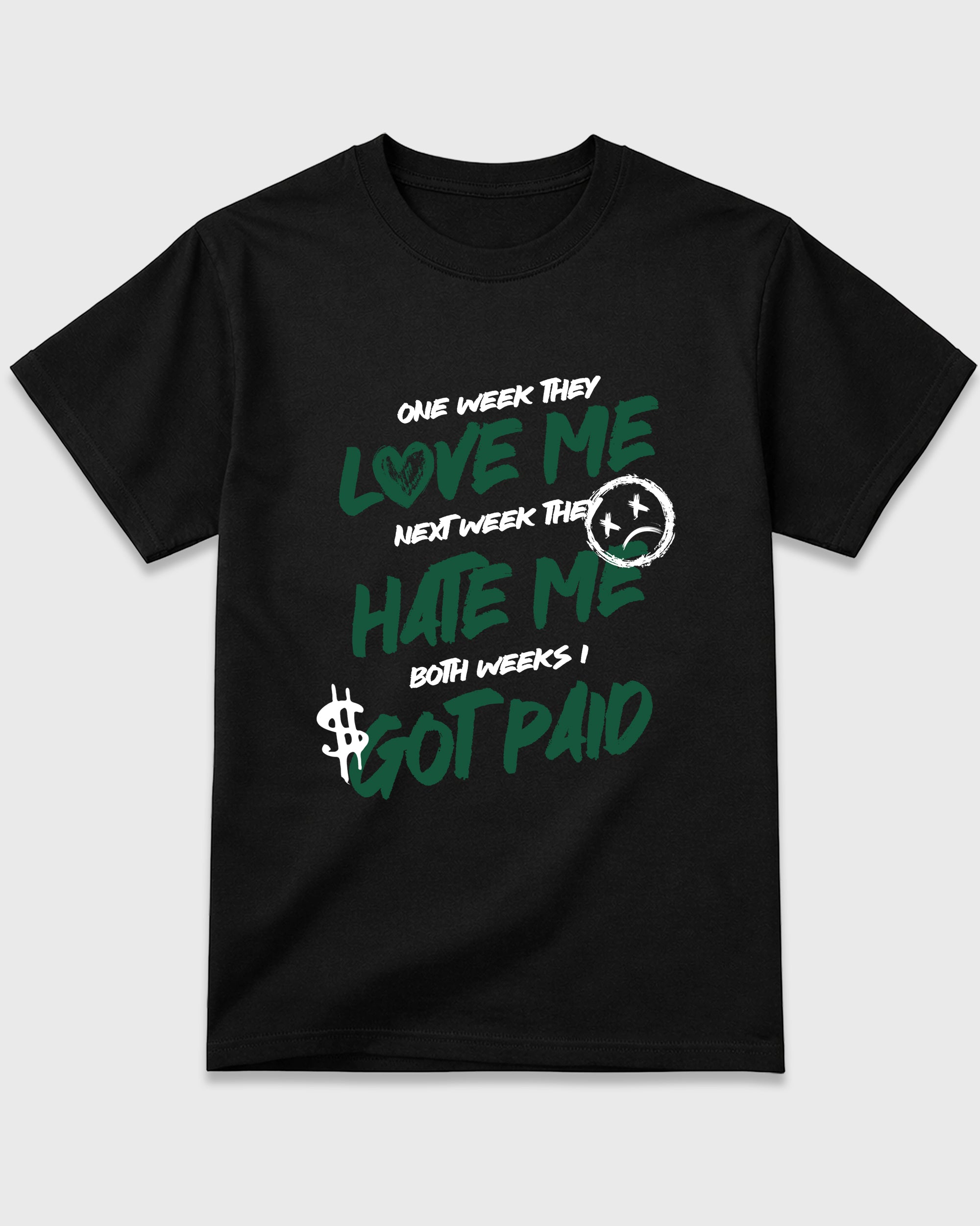 I Got Paid Graphic T-Shirt featuring original streetwear artwork designed to match the Air Jordan 14 Forest Green. Black 2 Graphic T-Shirt.