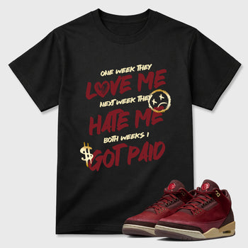 I Got Paid Graphic T-Shirt sneaker match tee designed for the Air Jordan 3 Bin 23, featuring coordinated color options for a perfect streetwear match. Black 1 shirt.