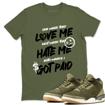 Sneaker Threads – Sneaker Threads To Match Air Jordan 3 Family Affair Shoes – I Got Paid Tee Military Green 1