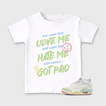 Sneaker match tees – Sneaker Tees To Match Air Jordan 3 Jade Aura Shoes – I Got Paid Kids T-Shirt White 1
