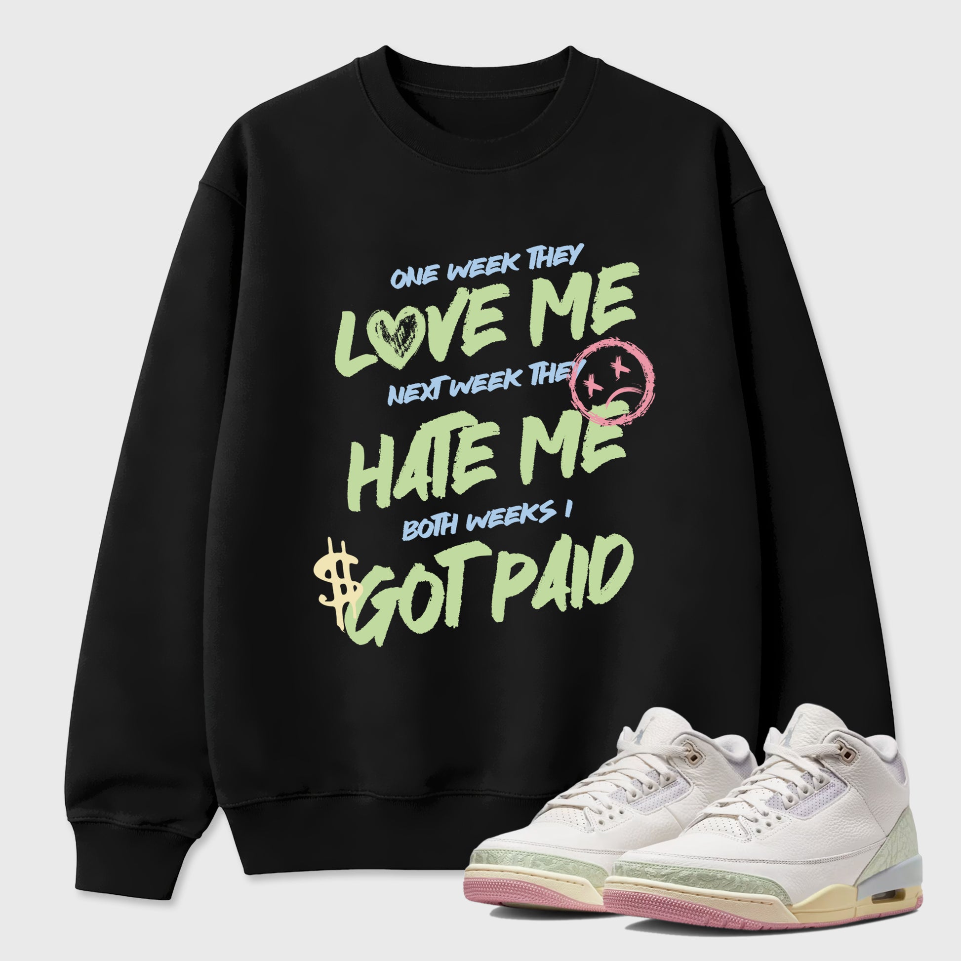 Sneaker match tees – Sneaker Tees To Match Air Jordan 3 Jade Aura Shoes – I Got Paid Tee Black 1