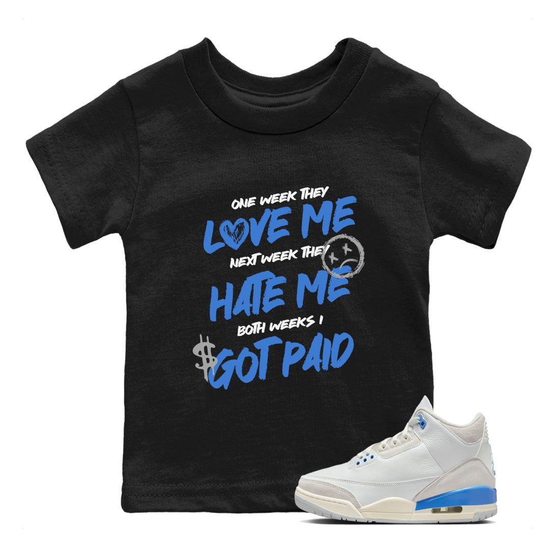 Air Jordan 3 Lucky Shorts shirts to match jordans I Got Paid sneaker match tees Air Jordan 3 Retro Lucky Shorts match shoes to clothes SNRT Sneaker Tees Youth Baby Black 1 tee