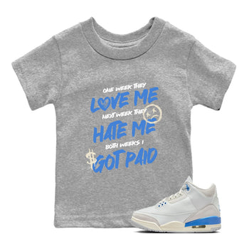 Air Jordan 3 Lucky Shorts shirts to match jordans I Got Paid sneaker match tees Air Jordan 3 Retro Lucky Shorts match shoes to clothes SNRT Sneaker Tees Youth Baby Heather Grey 1 tee