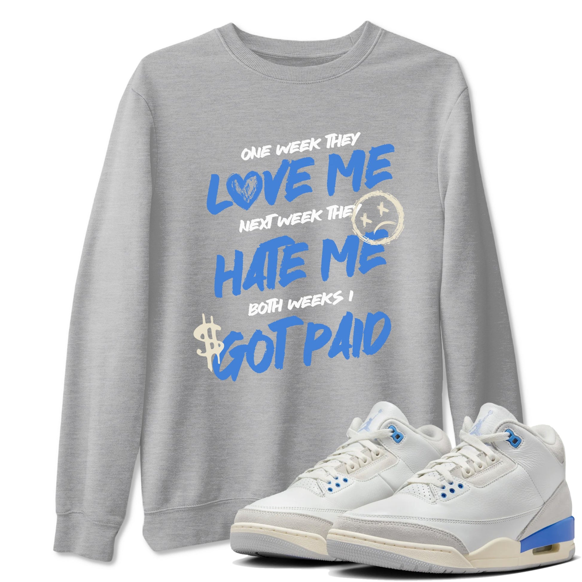 Air Jordan 3 Lucky Shorts shirts to match jordans I Got Paid sneaker match tees Air Jordan 3 Retro Lucky Shorts match shoes to clothes SNRT Sneaker Tees unisex cotton Heather Grey 1 shirts