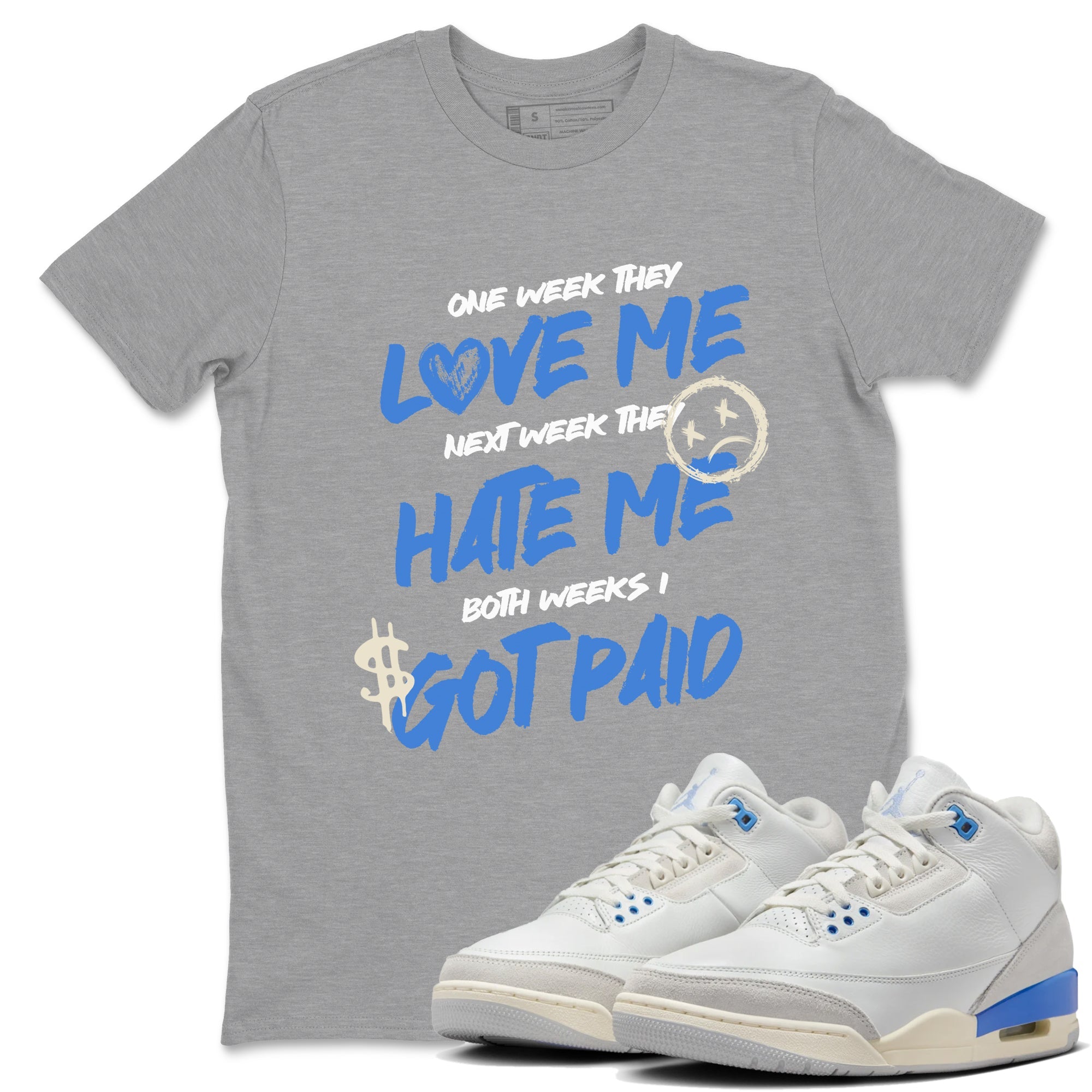 Air Jordan 3 Lucky Shorts shirts to match jordans I Got Paid sneaker match tees Air Jordan 3 Retro Lucky Shorts match shoes to clothes SNRT Sneaker Tees unisex cotton Heather Grey 1 shirts
