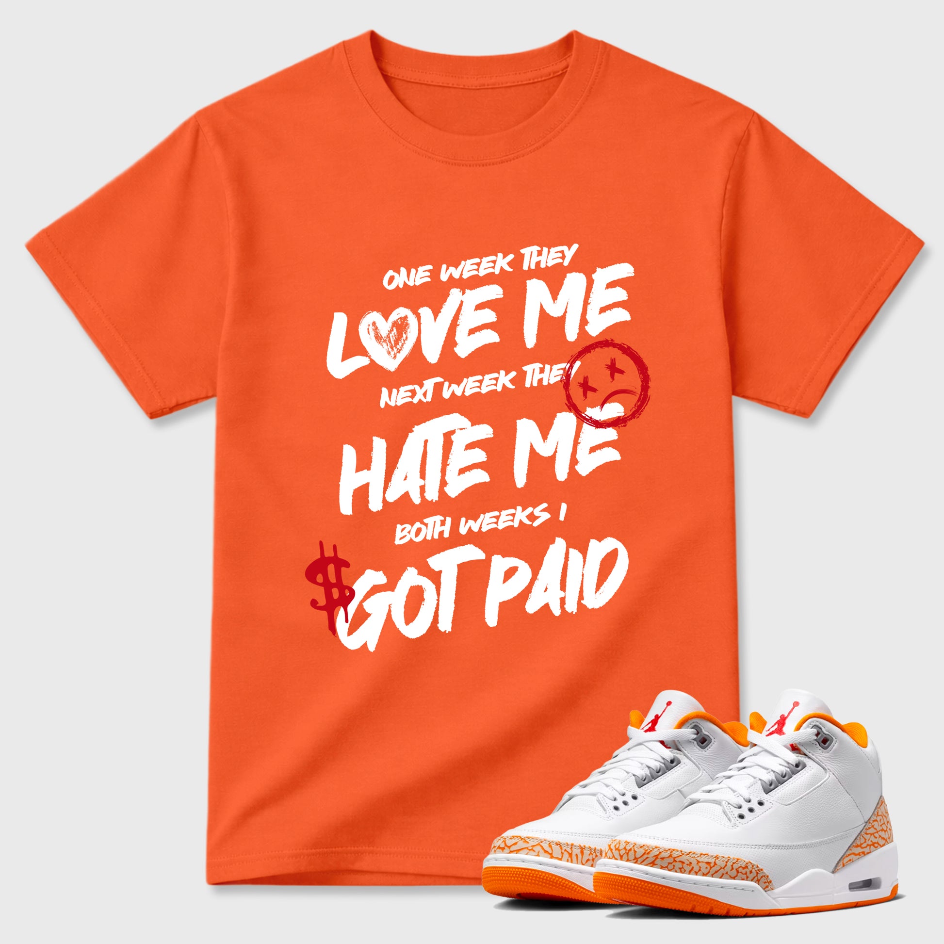 Sneaker match tees – Sneaker Tees To Match Air Jordan 3 Orange Citrus Shoes – I Got Paid Tee Orange 1