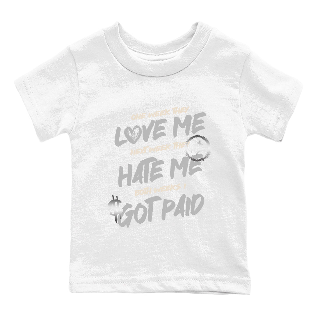 I Got Paid baby and kids t-shirt crafted for little sneakerheads to shine with the Air Jordan 3 Pure Money sneakers, displayed in White 2.