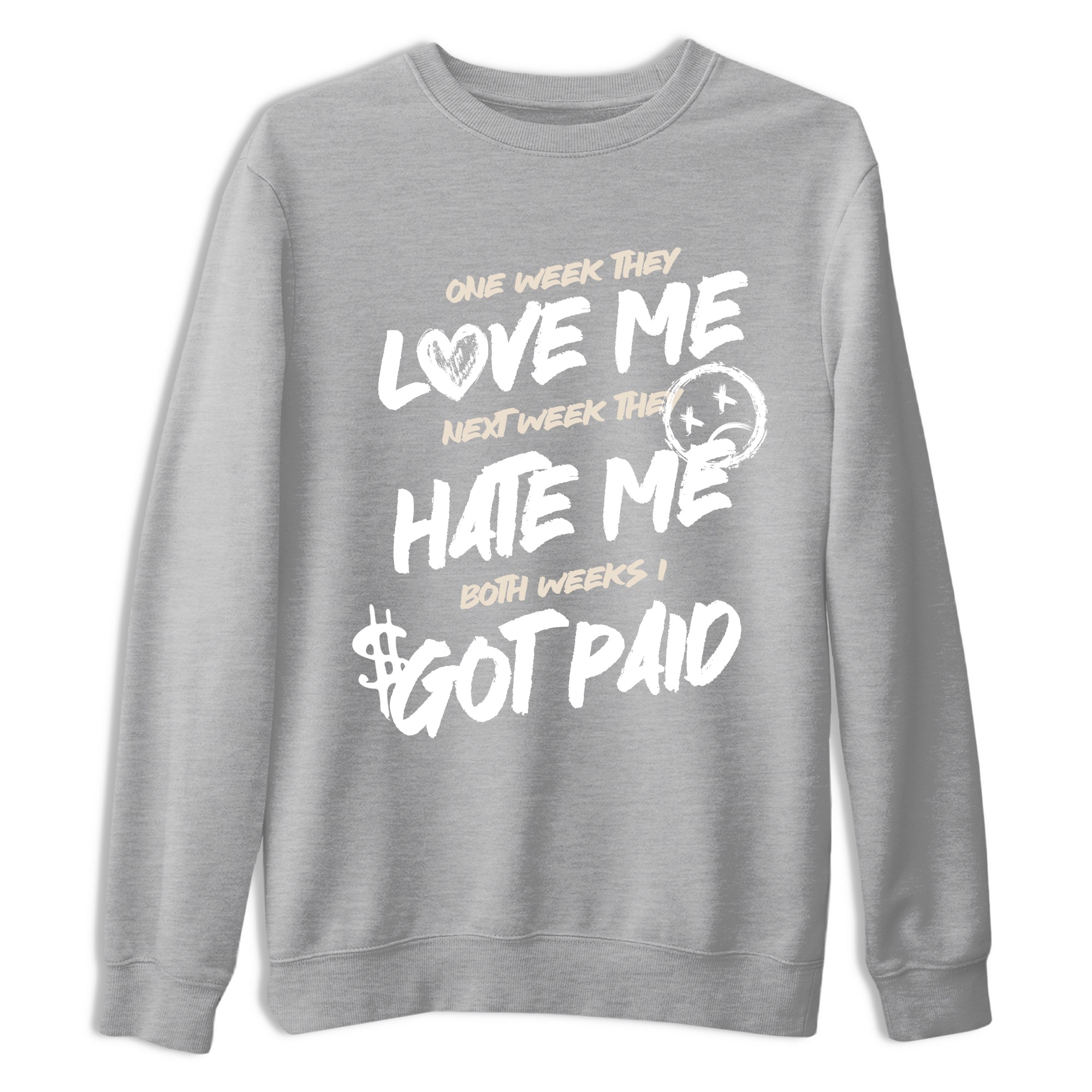I Got Paid sneaker match t-shirt styled to complete your fit with the Air Jordan 3 Pure Money sneakers, shown in Heather Grey 2.