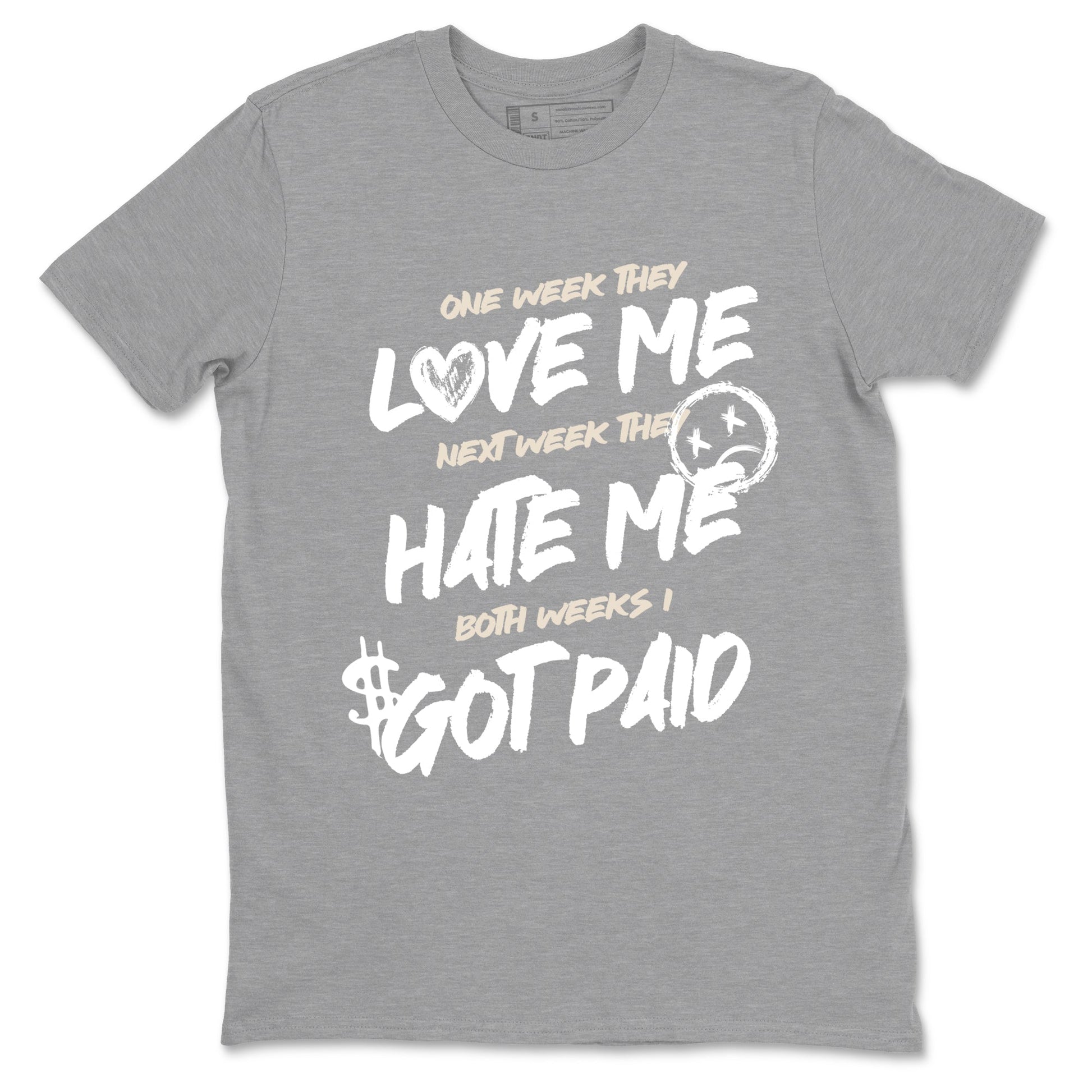 I Got Paid sneaker match t-shirt styled to complete your fit with the Air Jordan 3 Pure Money sneakers, shown in Heather Grey 2.