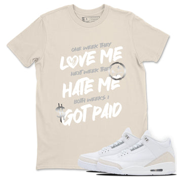 I Got Paid sneaker match t-shirt styled to complete your fit with the Air Jordan 3 Pure Money sneakers, shown in Natural 1.