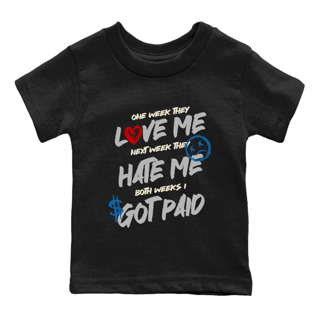 I Got Paid baby and kids t-shirt crafted for little sneakerheads to shine with the Air Jordan 3 Rare Air sneakers, displayed in Black 2.