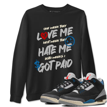 I Got Paid sneaker match t-shirt styled to complete your fit with the Air Jordan 3 Rare Air sneakers, shown in Black 1.