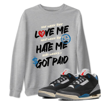 I Got Paid sneaker match t-shirt styled to complete your fit with the Air Jordan 3 Rare Air sneakers, shown in Heather Grey 1.