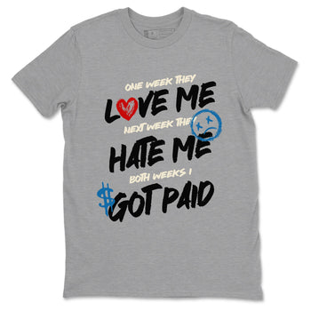I Got Paid sneaker match t-shirt styled to complete your fit with the Air Jordan 3 Rare Air sneakers, shown in Heather Grey 2.