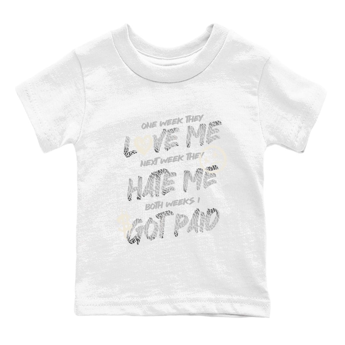 3s Sail and Cement Grey shirts to match jordans I Got Paid sneaker match tees Air Jordan 3 Retro Sail and Cement Grey match shoes to clothes SNRT Sneaker Tees Youth Baby White 2 tee