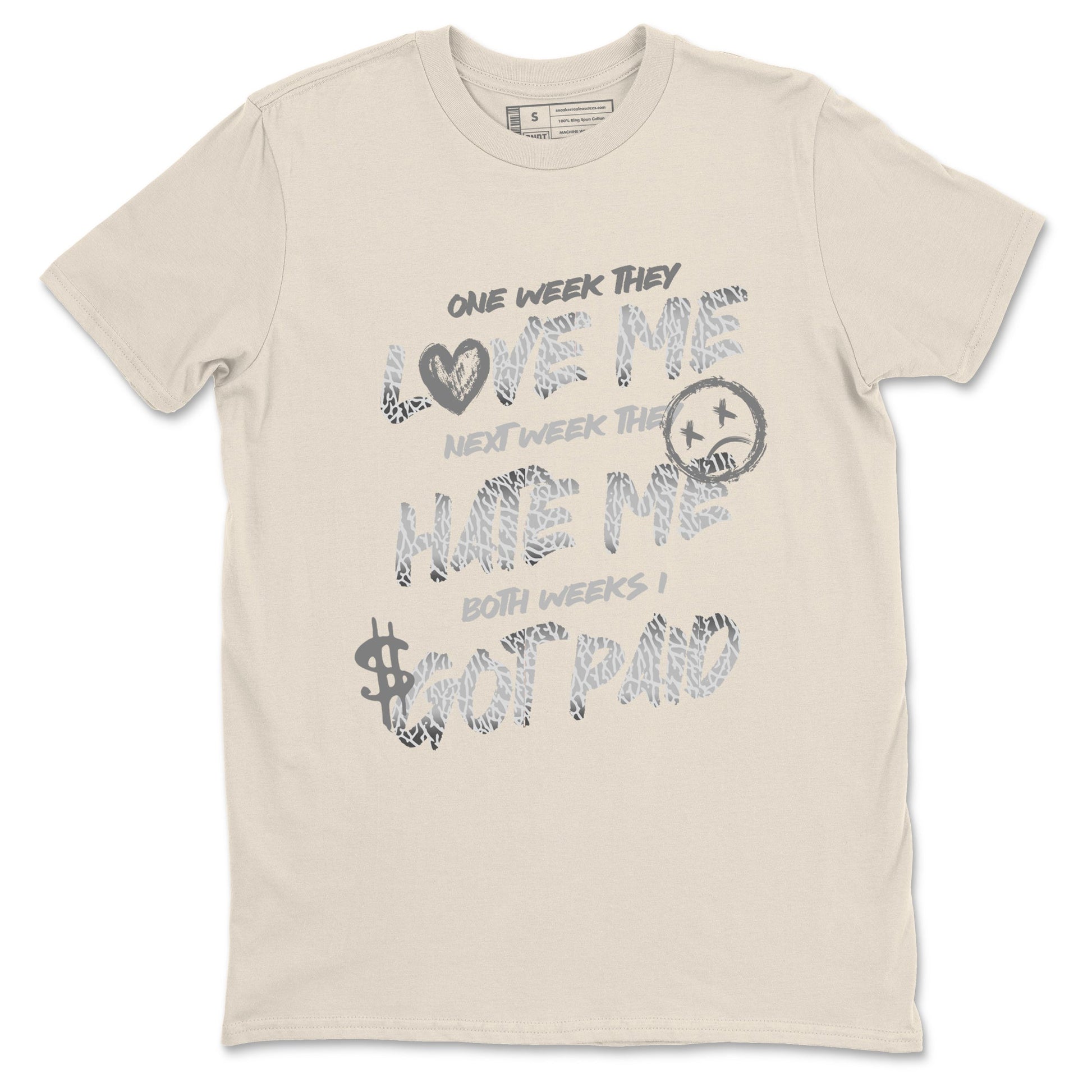 3s Sail and Cement Grey shirts to match jordans I Got Paid sneaker match tees Air Jordan 3 Retro Sail and Cement Grey match shoes to clothes SNRT Sneaker Tees unisex cotton Natural 2 shirts