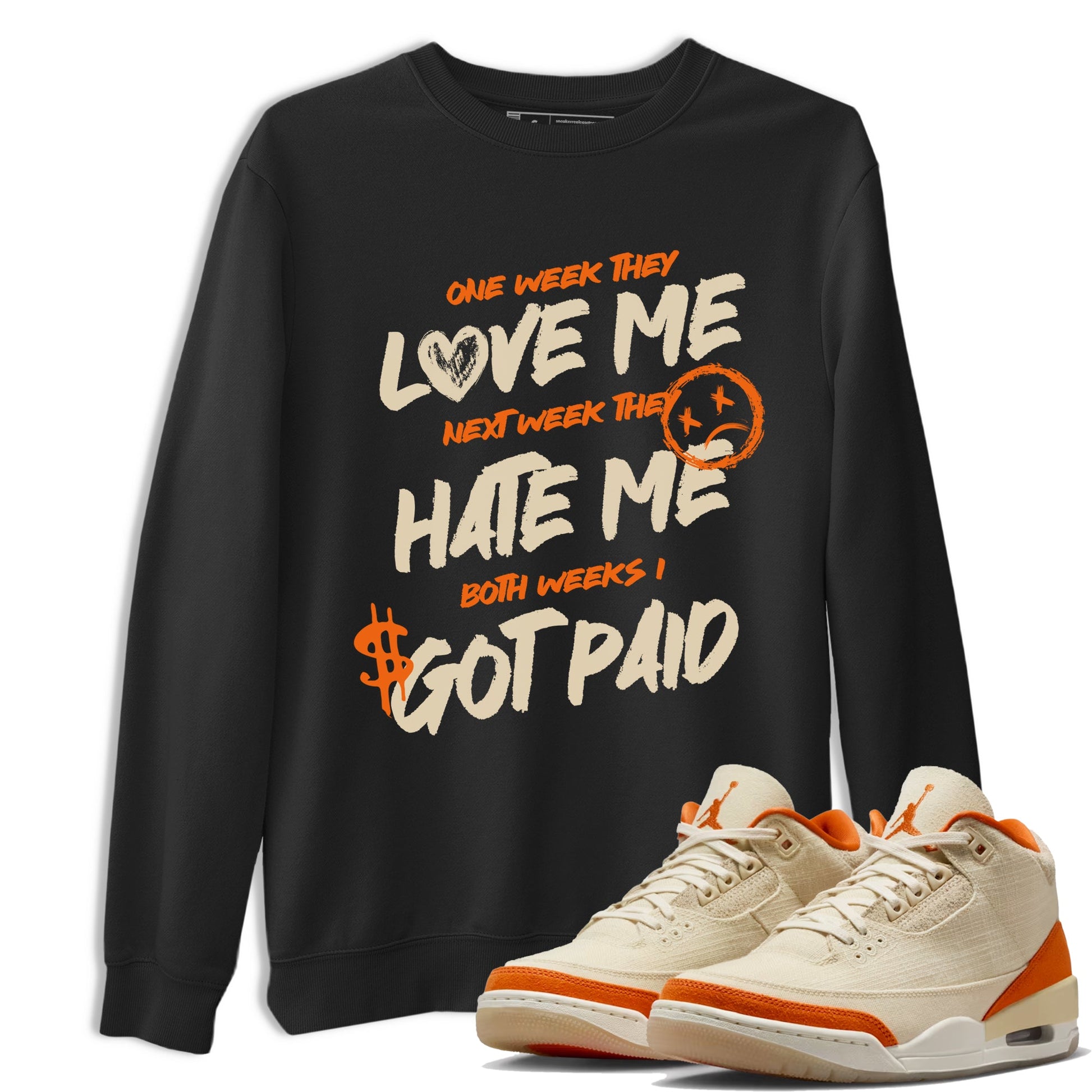 I Got Paid sneaker match t-shirt styled to complete your fit with the Air Jordan 3 Starfish sneakers, shown in Black 1.