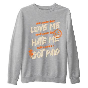 I Got Paid sneaker match t-shirt styled to complete your fit with the Air Jordan 3 Starfish sneakers, shown in Heather Grey 2.
