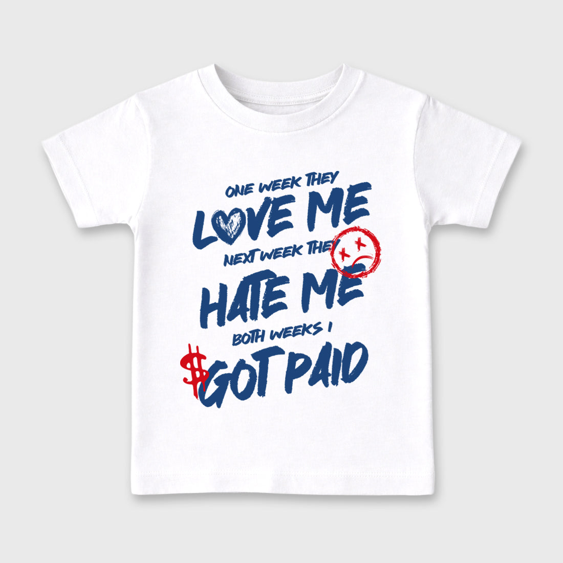 I Got Paid Baby & Kids Graphic T-Shirt featuring original artwork designed to match the Air Jordan 3 True Blue. White 2 Kids Graphic Tee.