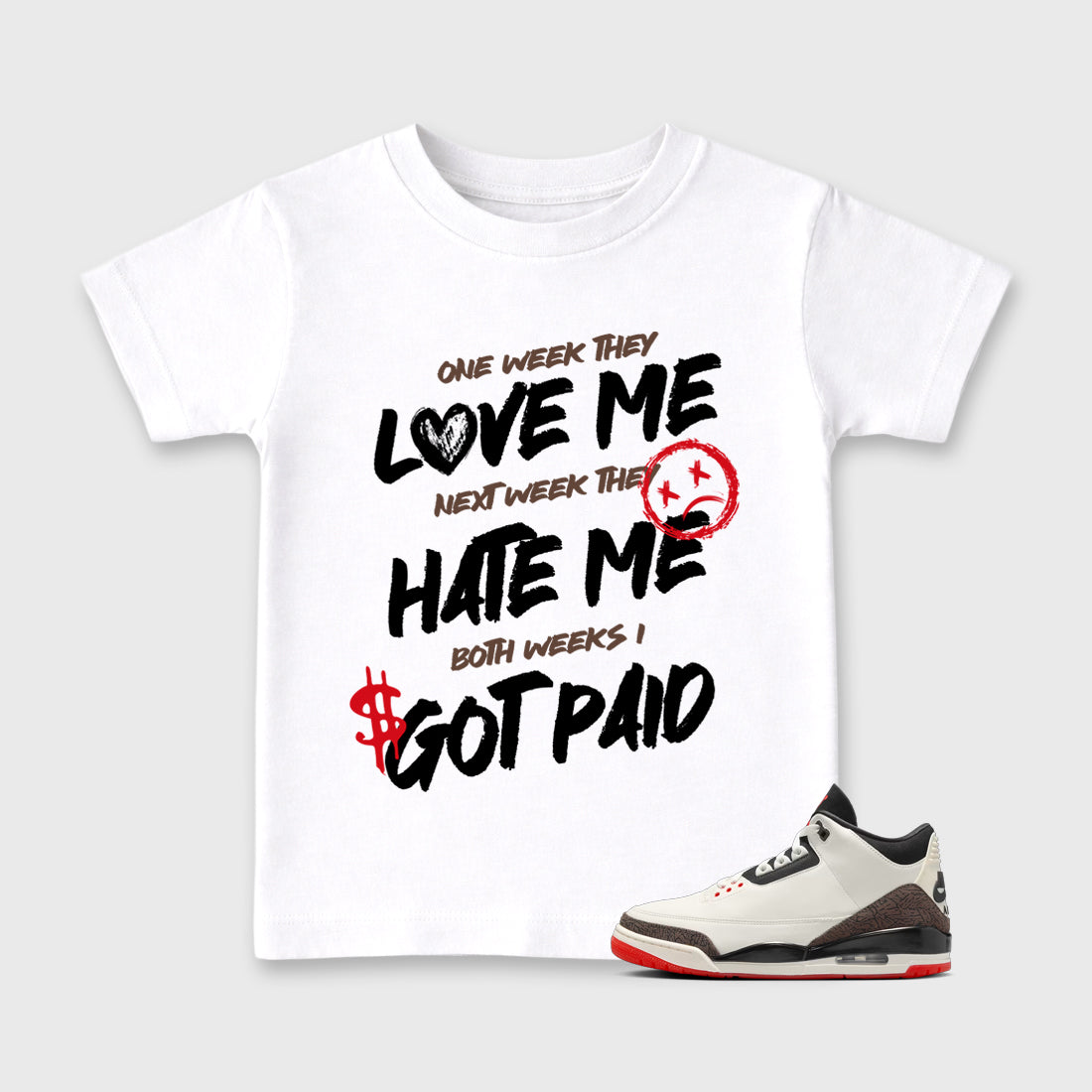 Sneaker match tees – Sneaker Tees To Match Air Jordan 3 World's Best Dad Shoes – I Got Paid Kids T-Shirt White 1