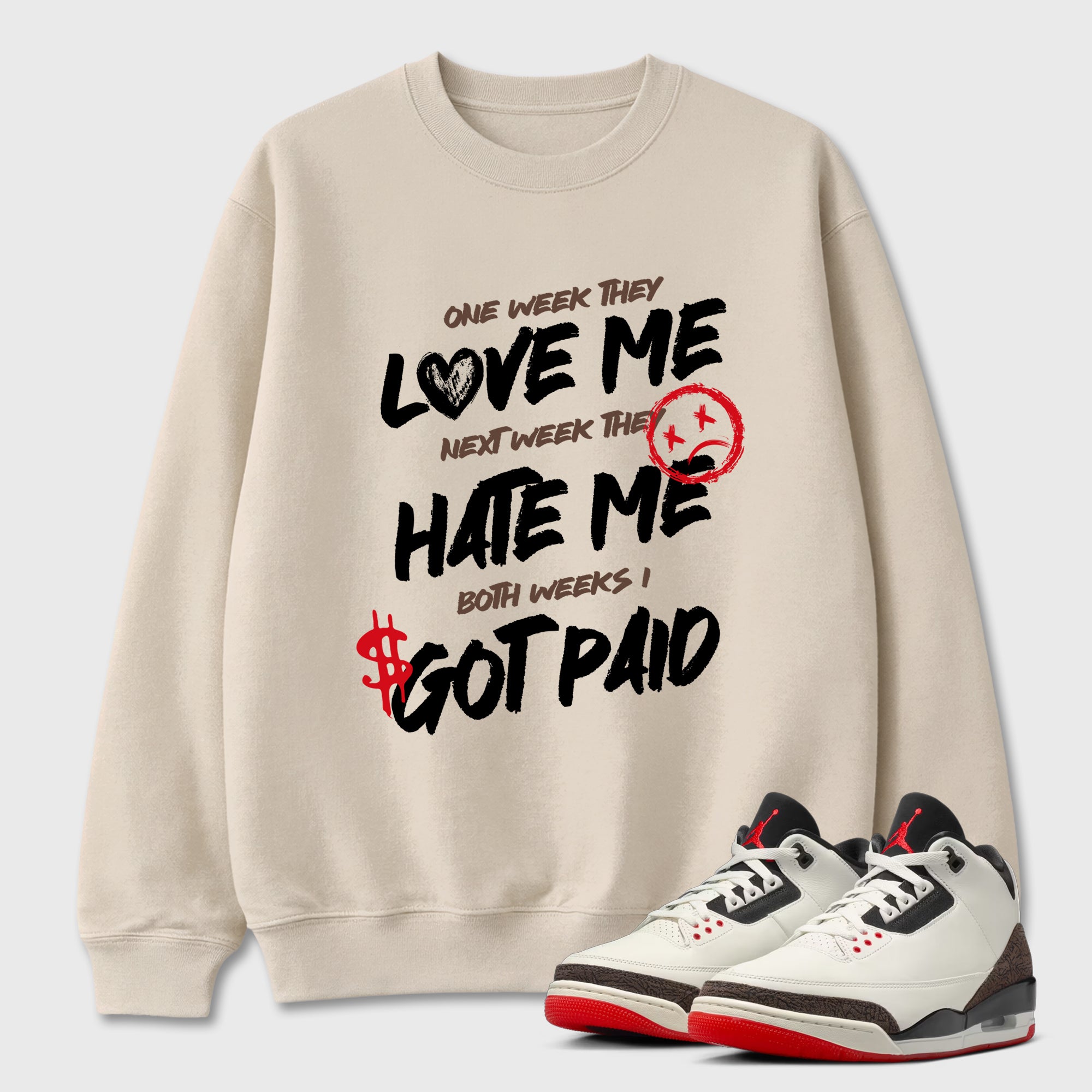 Sneaker match tees – Sneaker Tees To Match Air Jordan 3 World's Best Dad Shoes – I Got Paid Tee Natural 1