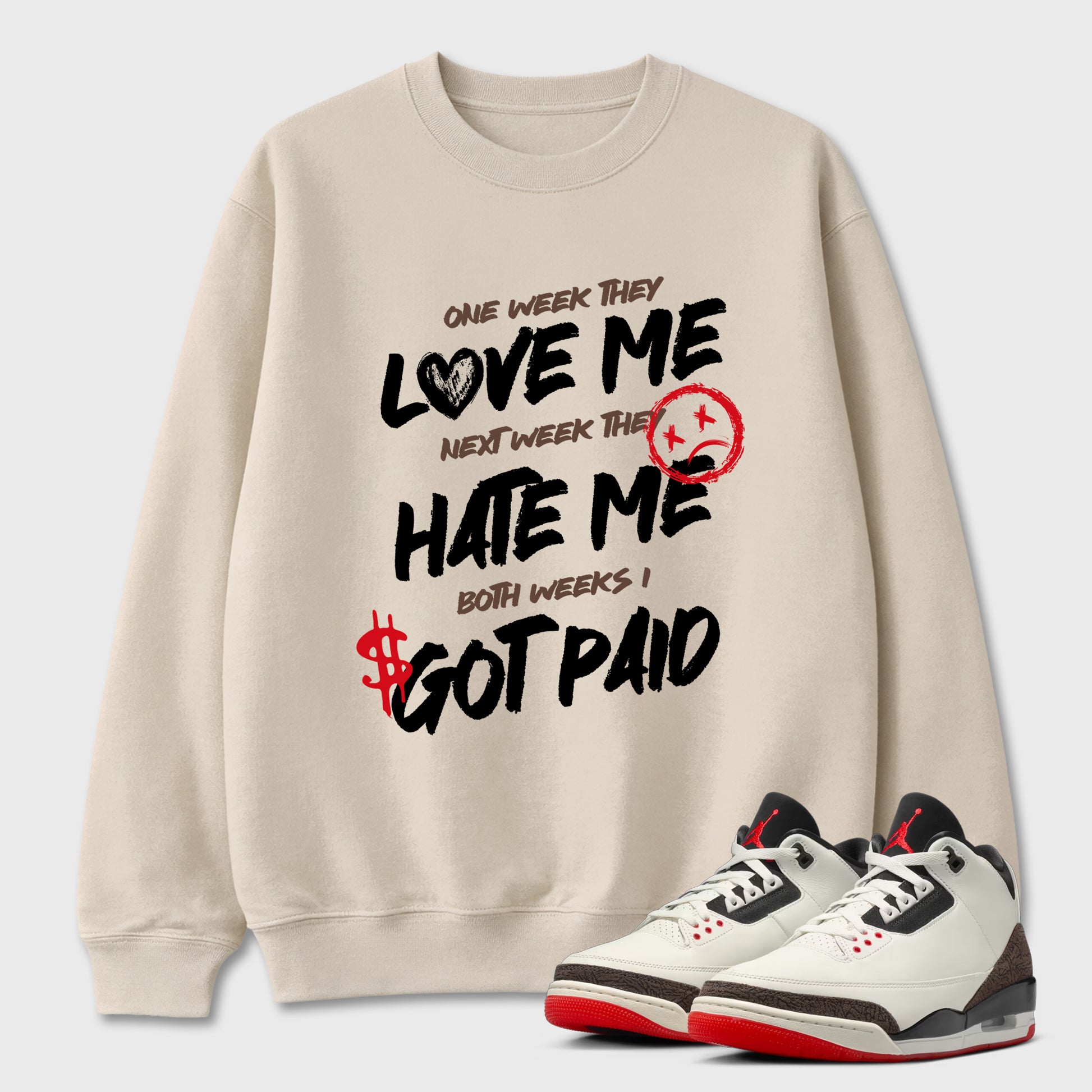 Sneaker match tees – Sneaker Tees To Match Air Jordan 3 World's Best Dad Shoes – I Got Paid Tee Natural 1