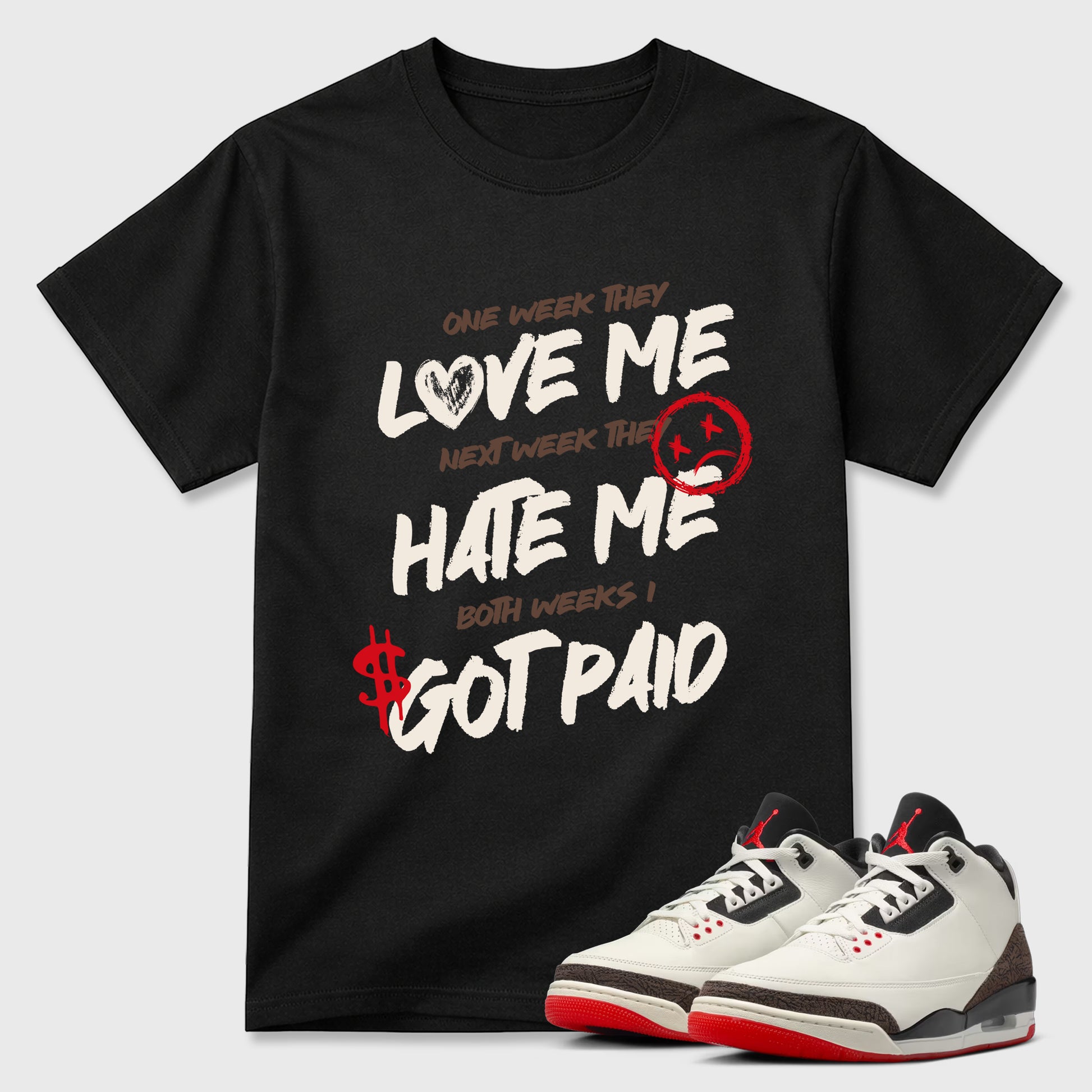 Sneaker match tees – Sneaker Tees To Match Air Jordan 3 World's Best Dad Shoes – I Got Paid Tee Black 1