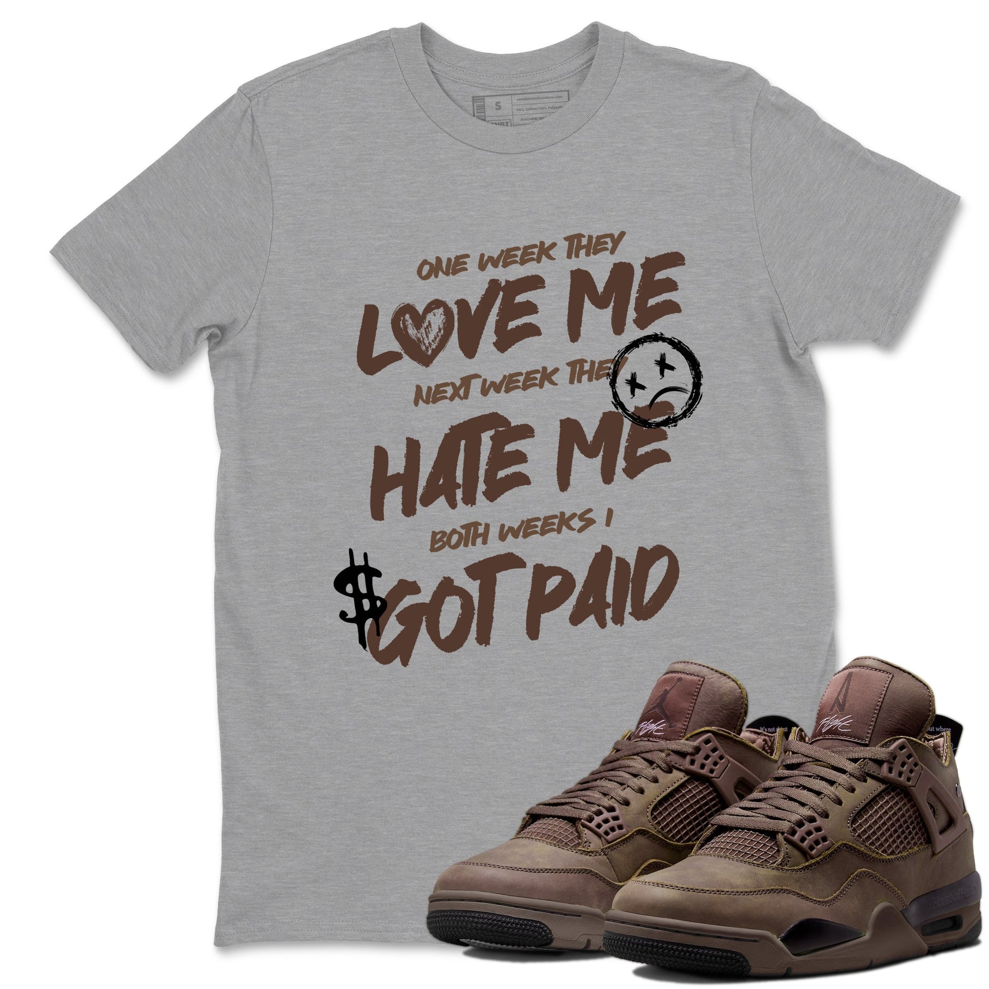 Sneaker match tees – Sneaker Tees To Match Air Jordan 4 A Ma Maniere x Dark Mocha Shoes – I Got Paid Tee Heather Grey 1