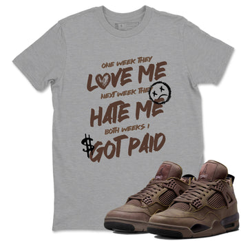 Sneaker match tees – Sneaker Tees To Match Air Jordan 4 A Ma Maniere x Dark Mocha Shoes – I Got Paid Tee Heather Grey 1
