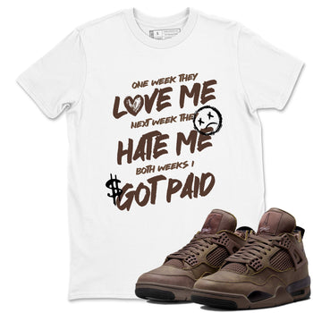 Sneaker match tees – Sneaker Tees To Match Air Jordan 4 A Ma Maniere x Dark Mocha Shoes – I Got Paid Tee White 1