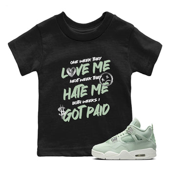 4s Abundance shirts to match jordans I Got Paid sneaker match tees Air Jordan 4 Seafoam match shoes to clothes SNRT Sneaker Tees Youth Baby Black 1 tee