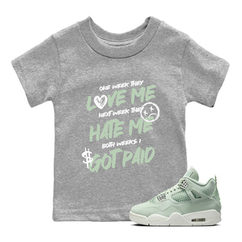 4s Abundance shirts to match jordans I Got Paid sneaker match tees Air Jordan 4 Seafoam match shoes to clothes SNRT Sneaker Tees Youth Baby Heather Grey 1 tee