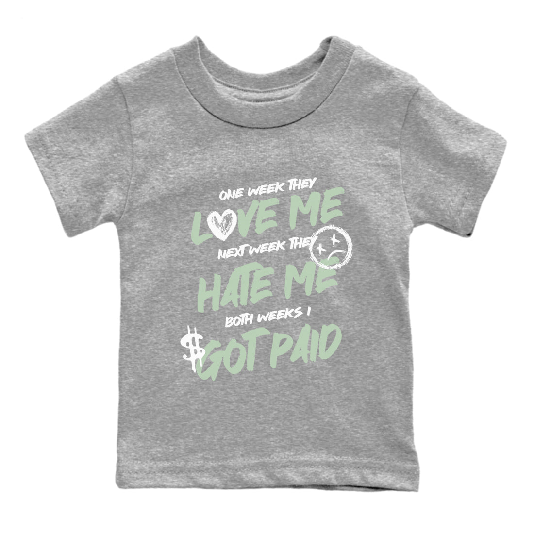 4s Abundance shirts to match jordans I Got Paid sneaker match tees Air Jordan 4 Seafoam match shoes to clothes SNRT Sneaker Tees Youth Baby Heather Grey 2 tee
